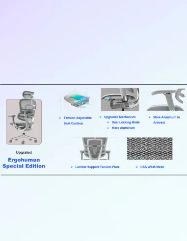 Кресло ERGOHUMAN LUXURY SE (EHSE-AB-HAM-5D-ST-D, сетка W945-01Black), эргономичное - купить Киев, Днепр, Одесса, Львов, Харьков