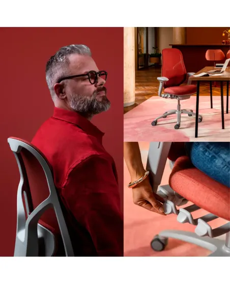 Крісло FLOKK RH MEREO MESH SILVER GREY (RASPBERRY RED), ергономічне - купити Київ, Дніпро, Одеса, Львів, Харків