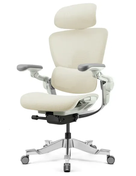 КРІСЛО HINOMI H2 PRO CREAM WHITE, ергономічне, з підставкою для ніг - купити Київ, Дніпро, Одеса, Львів, Харків
