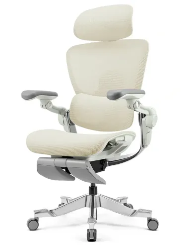 КРЕСЛО HINOMI H2 PRO CREAM WHITE, эргономичное, с подставкой для ног - купить Киев, Днепр, Одесса, Львов, Харьков