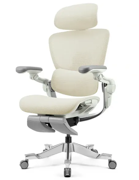 КРЕСЛО HINOMI H2 PRO CREAM WHITE, эргономичное, с подставкой для ног - купить Киев, Днепр, Одесса, Львов, Харьков