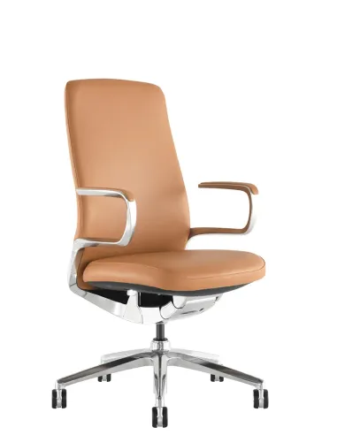 Крісло KRESLALUX LELLA VISITOR LIGHT BROWN, шкіряне - купити Київ, Дніпро, Одеса, Львів, Харків