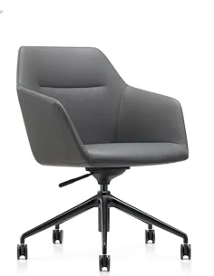 Конференц-кресло KRESLALUX CLARK B2401-H Grey, кожаное | Kreslalux