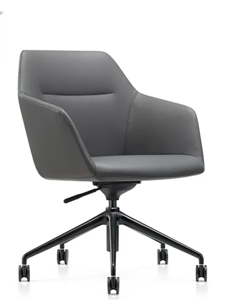 Конференц-крісло KRESLALUX CLARK B2401-H Grey, шкіряне | Kreslalux