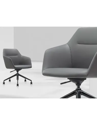 Конференц-крісло KRESLALUX CLARK B2401-H Grey, шкіряне | Kreslalux