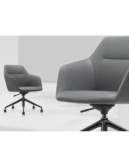 Конференц-крісло KRESLALUX CLARK B2401-H Grey, шкіряне | Kreslalux