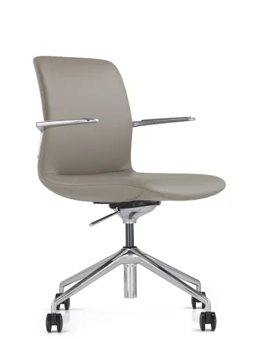 Конференц-крісло KRESLALUX MILA FK015-B11 Grey, шкіряне | Kreslalux