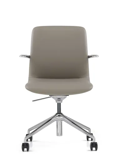 Конференц-кресло KRESLALUX MILA FK015-B11 Grey, кожаное | Kreslalux