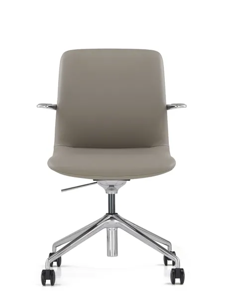 Конференц-крісло KRESLALUX MILA FK015-B11 Grey, шкіряне | Kreslalux