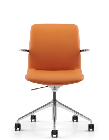 Конференц-крісло KRESLALUX MILA FK015-B11 Orange, шкіряне | Kreslalux