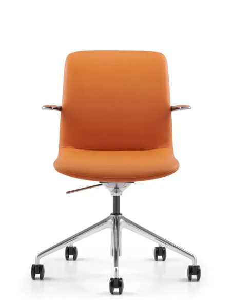 Конференц-крісло KRESLALUX MILA FK015-B11 Orange, шкіряне | Kreslalux