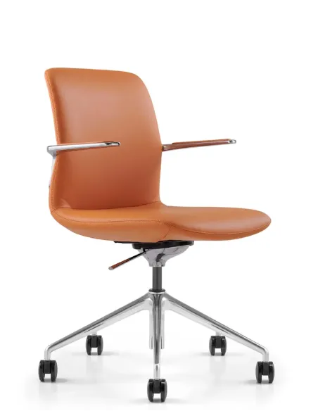 Конференц-крісло KRESLALUX MILA FK015-B11 Orange, шкіряне | Kreslalux