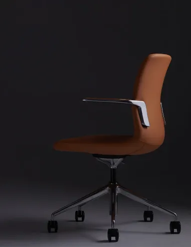 Конференц-крісло KRESLALUX MILA FK015-B11 Orange, шкіряне | Kreslalux