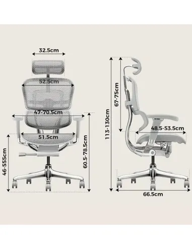 Кресло ERGOHUMAN ELITE 2 (EHE2-AG-HAM-5D-L-LM, сетка T-168-B2 Natural), эргономичное, с подставкой под ноги