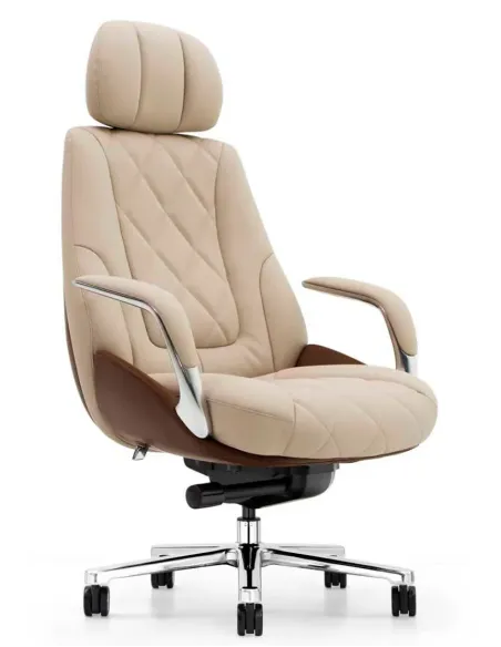 Кресло KRESLALUX RACER 01 BROWN & BEIGE для руководителя, кожаное