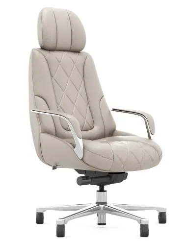 Кресло KRESLALUX RACER 01 LIGHT GREY для руководителя, кожаное