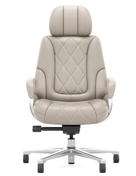 Кресло KRESLALUX RACER 01 LIGHT GREY для руководителя, кожаное