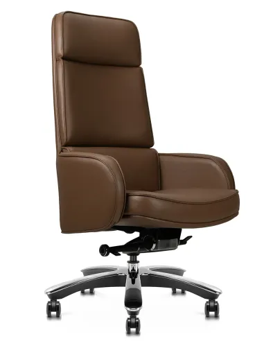 Кресло KRESLALUX CROWN 01 BROWN для руководителя, кожаное