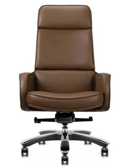 Кресло KRESLALUX CROWN 01 BROWN для руководителя, кожаное