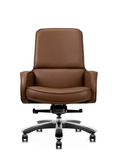 Кресло KRESLALUX CROWN 02 BROWN, для посетителя, кожаное