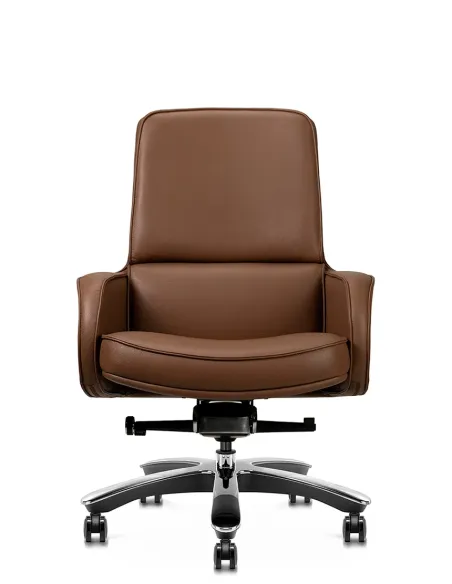 Кресло KRESLALUX CROWN 02 BROWN, для посетителя, кожаное
