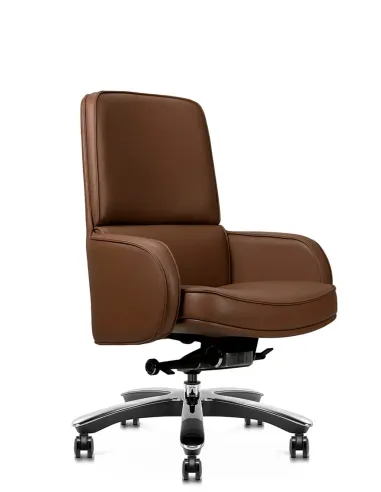 Кресло KRESLALUX CROWN 02 BROWN, для посетителя, кожаное