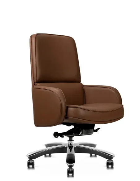 Кресло KRESLALUX CROWN 02 BROWN, для посетителя, кожаное