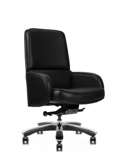 Кресло KRESLALUX CROWN 02 BLACK, для посетителя, кожаное