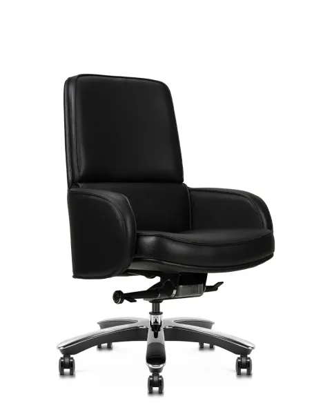 Кресло KRESLALUX CROWN 02 BLACK, для посетителя, кожаное