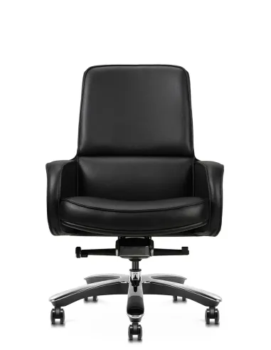 Кресло KRESLALUX CROWN 02 BLACK, для посетителя, кожаное
