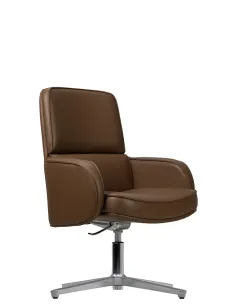 Кресло KRESLALUX CROWN 03 BROWN, для посетителя, кожаное