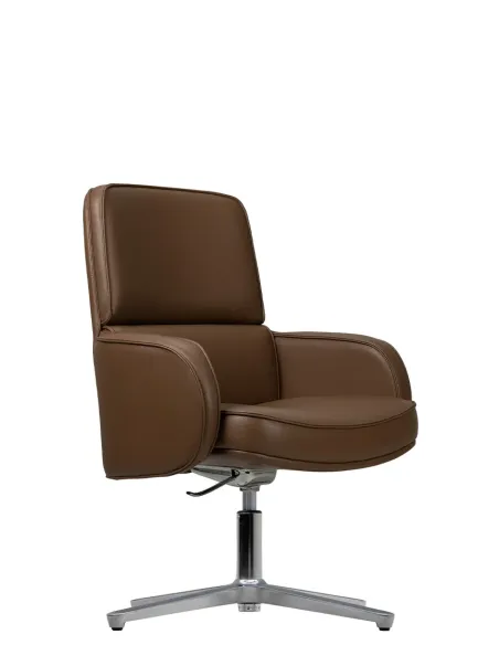 Кресло KRESLALUX CROWN 03 BROWN, для посетителя, кожаное