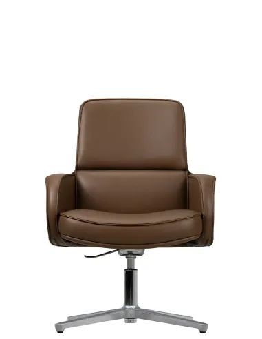 Кресло KRESLALUX CROWN 03 BROWN, для посетителя, кожаное