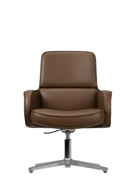 Кресло KRESLALUX CROWN 03 BROWN, для посетителя, кожаное