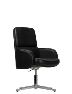 Кресло KRESLALUX CROWN 03 BLACK, для посетителя, кожаное