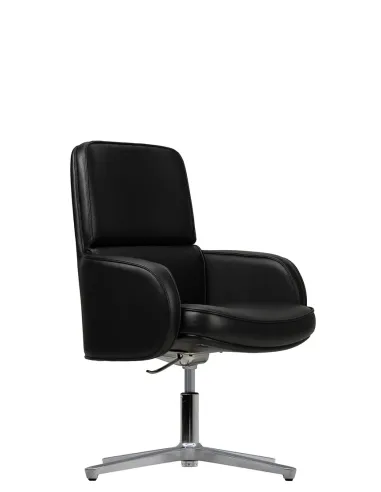 Крісло KRESLALUX CROWN 03 BLACK, для відвідувача, шкіряне