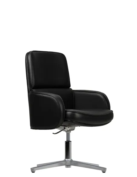 Крісло KRESLALUX CROWN 03 BLACK, для відвідувача, шкіряне