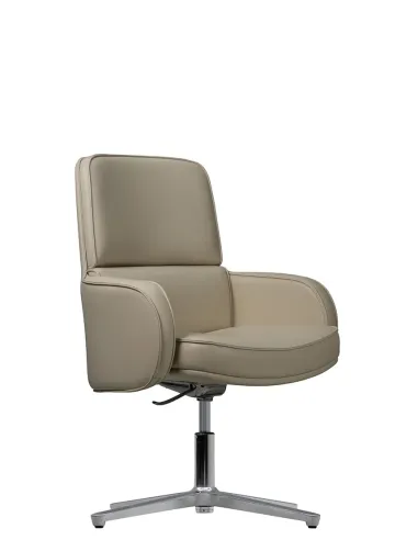 Кресло KRESLALUX CROWN 03 LIGHT BROWN, для посетителя, кожаное