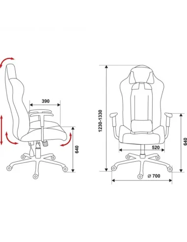 Кресло Бюрократ 771/RED+BL для руководителя, красный/черный
