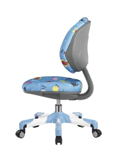 Кресло  Mealux Y-120 BN металл белый / обивка голубая со зверятами