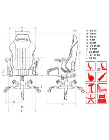 Кресло DXRacer OH/RF0/NR для геймера, компьютерное, черно-красное