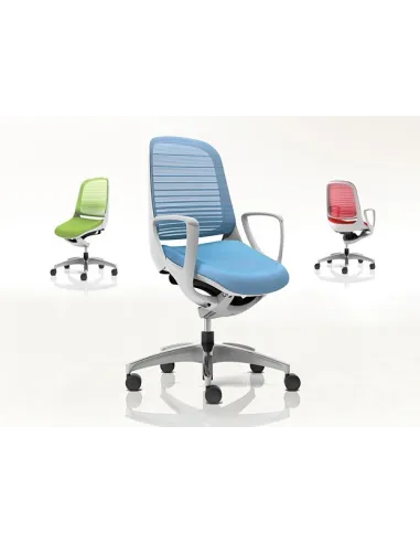 Крісло Okamura Luce Aqua blue - Купити офісне крісло для оператора з підлокітниками. Ціна в Києві, Харкові, Дніпрі, Одесі