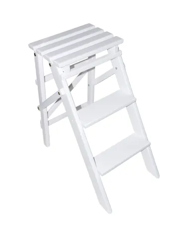Лесенка складная деревянная, маленькая (62 см), белый цвет