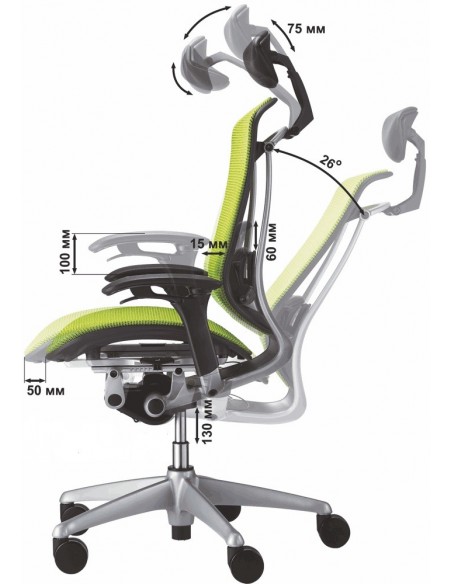 Кресло Okamura Contessa для руководителя, с колесиками для мягких покрытий, сетка
