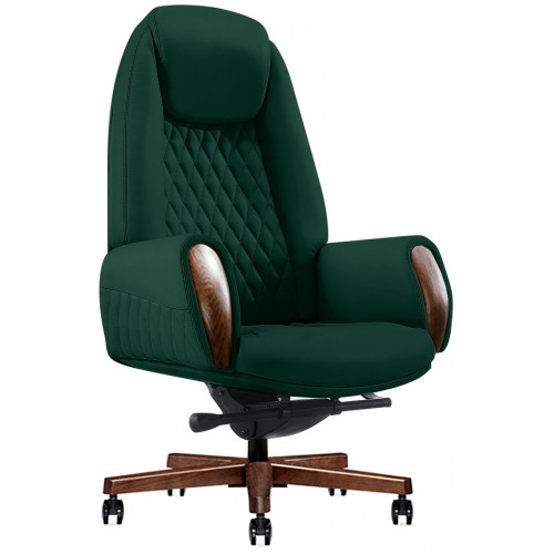Кресло БОИНГ GL для руководителя, зеленое, кожаное