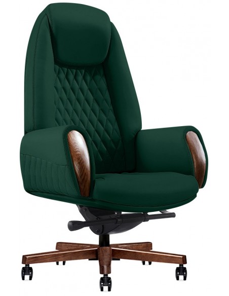 Кресло БОИНГ GL для руководителя, зеленое, кожаное
