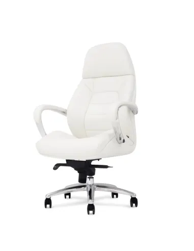 Кресло F181 WL для руководителя, кожаное, белое