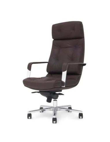 Кресло F133 BRL для руководителя, коричневое, кожаное