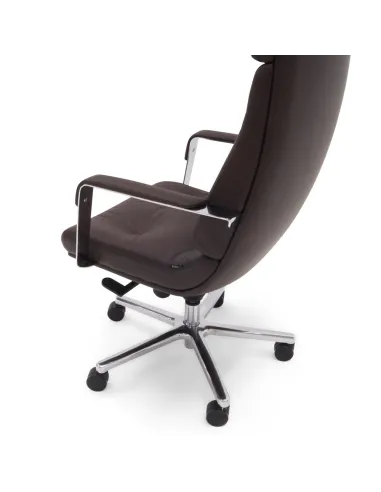 Кресло F133 BRL для руководителя, коричневое, кожаное