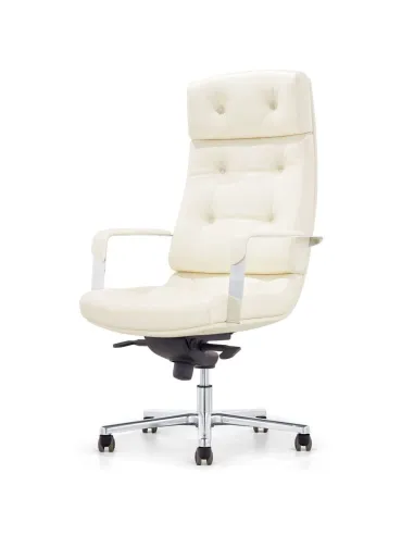 Кресло F133 WL для руководителя, кожаное, белое